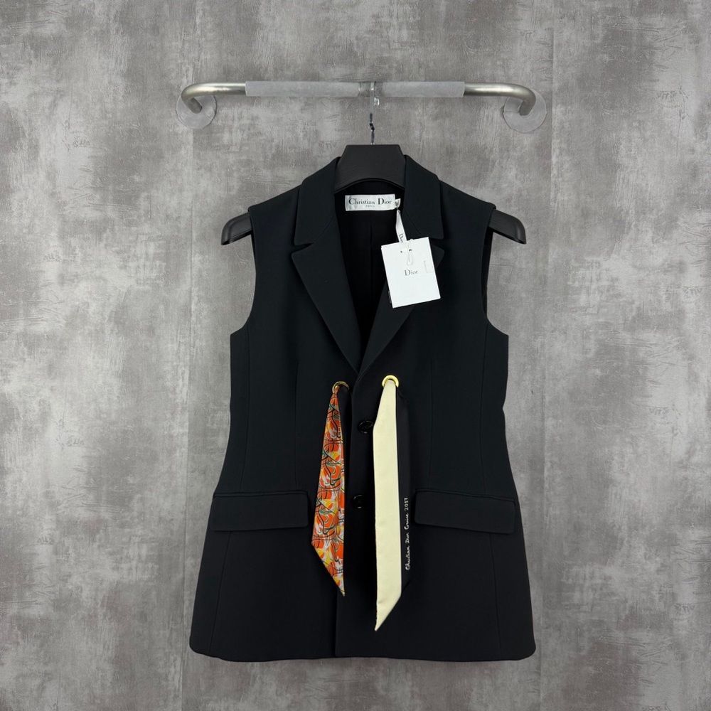 Authentic Dior Black Vest with Colorful Accents